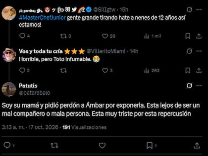 La madre de Toto aseguró que le hizo pedir perdón a su hijo también privado a Ámbar