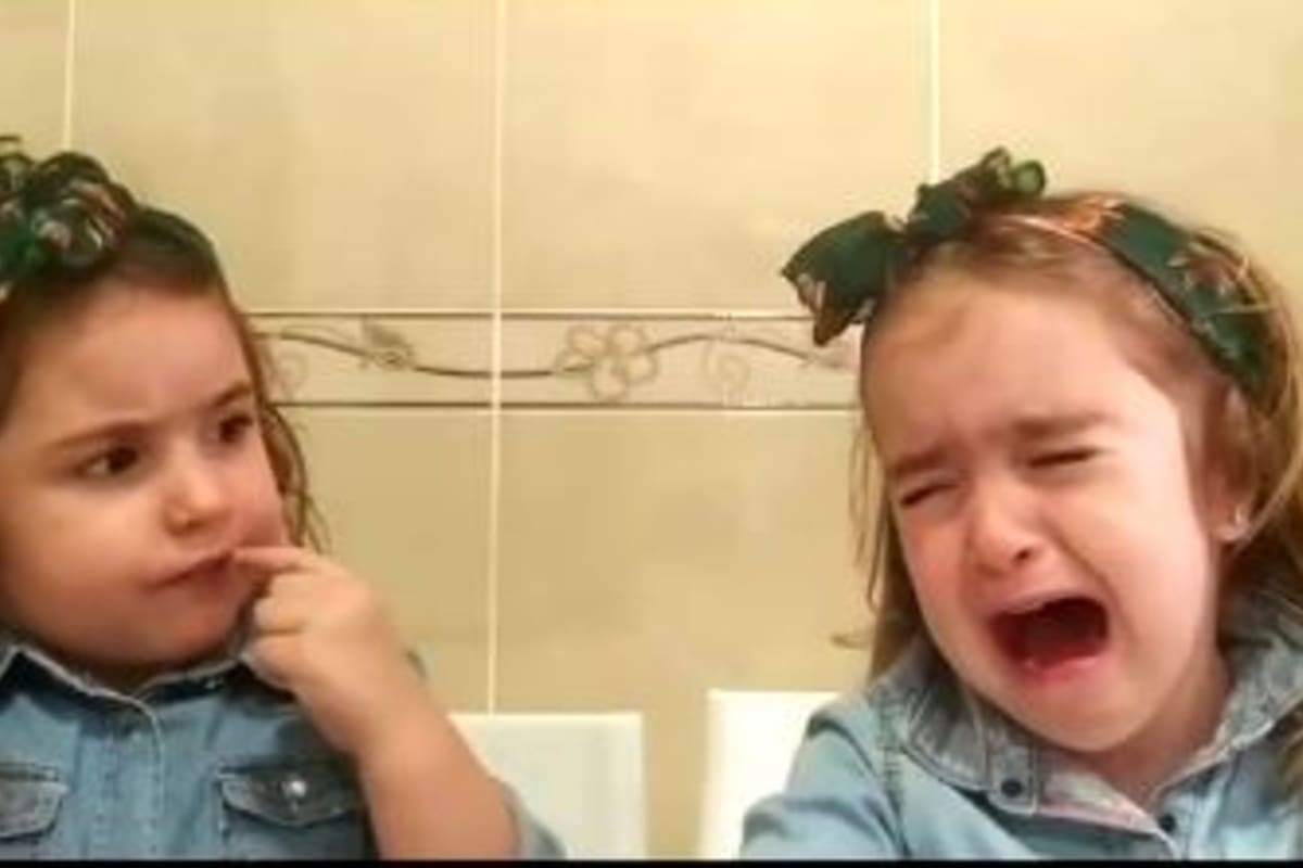 La madre les deja a las niñas una fuente de chocolate delante y les dice que no lo coman hasta que ella regrese, lo que provoca diferentes actitudes en cada una