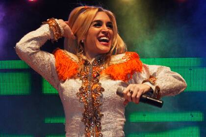 Fátima Florez en una de sus presentaciones en los escenarios de Mar del Plata