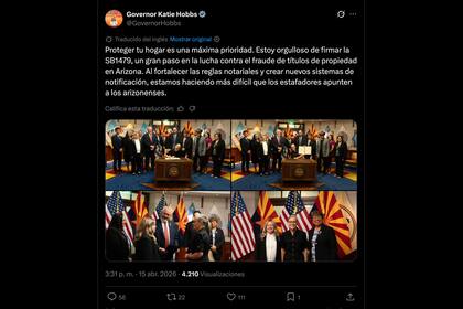 La mandataria sostuvo que la ley representa un avance clave contra el fraude de escrituras en Arizona