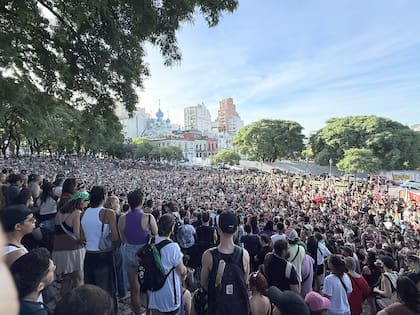 La manifestación en Parque Lezama del sábado pasado en rechazo a los dichos de Javier Milei en el Foro de Davos
Foto: @christianbux