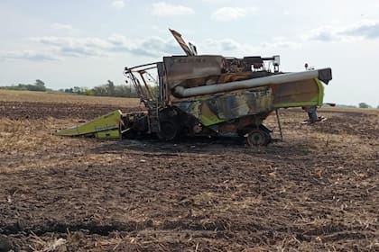 La máquina estaba trabajando en un lote de 14 hectáreas de maíz