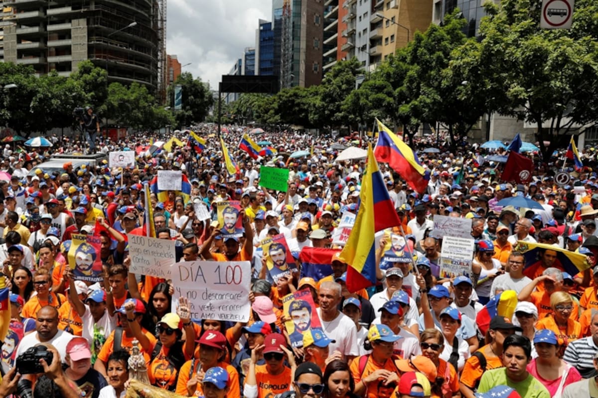 La marcha opositora en Caracas, tras 100 días de protestas
