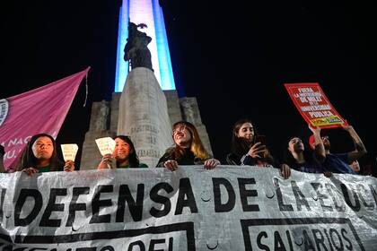 La marcha por la educación pública en la ciudad de Rosario, en la provincia de Santa Fe