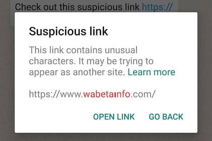 La mayoría de los mensajes con estafas suelen contar con enlace web falso que busca pasar como verdadero al reemplazar un letra de la dirección por otro caracter similar