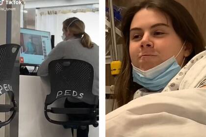 "La médica está mirando en YouTube cómo curar mi quiste", escribió Isabelle en su publicación, y su rostro lo dice todo