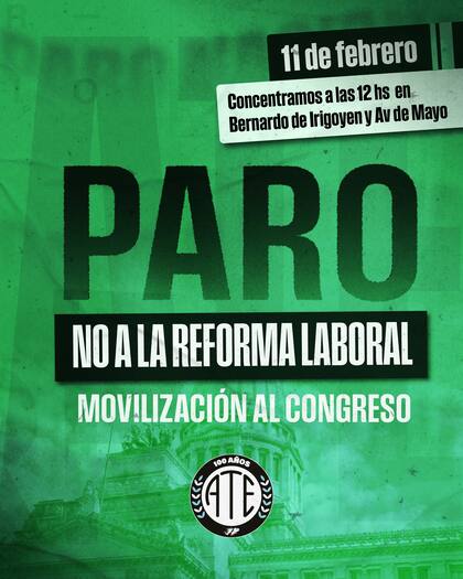La medida incluye una movilización hacia el Congreso
