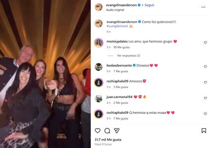 La mención de Eva Anderson en el cumpleaños de Momi Giardina