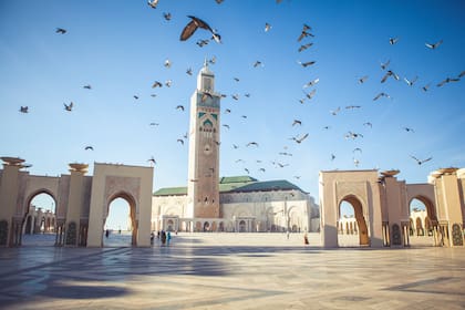 La mezquita Hassan II en Casablanca, Marruecos.