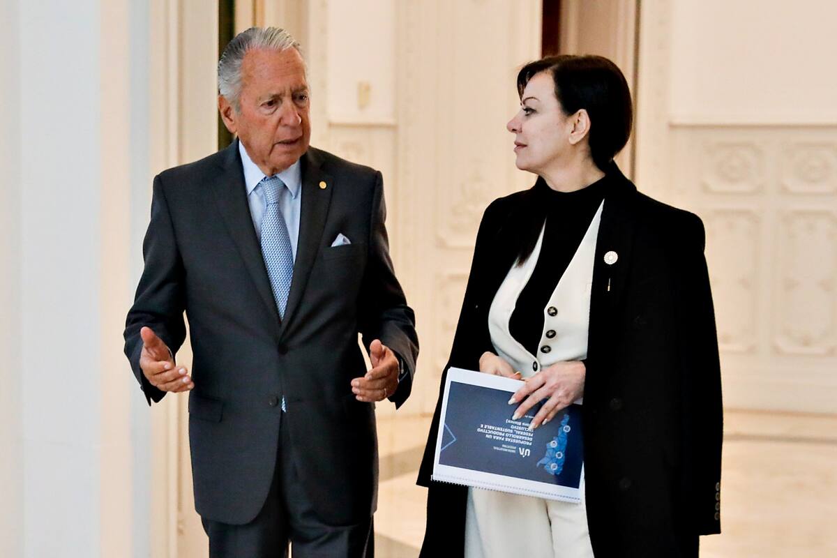 La ministra de Capital Humano, Sandra Pettovello junto al presidente de la Unión Industrial Argentina, Daniel Funes de Rioja
