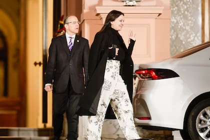 La ministra de Capital Humano, Sandra Pettovello, al salir de la Casa Rosada