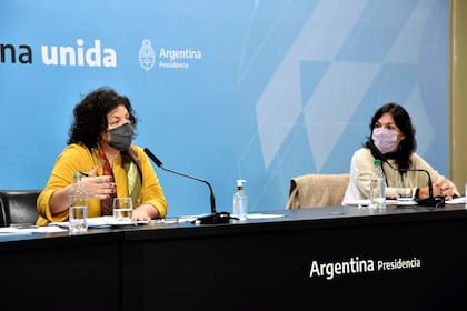 La ministra de Salud, Carla Vizzotti, y la secretaria Legal y Técnica de la Presidencia, Vilma Ibarra. Foto Presidencia