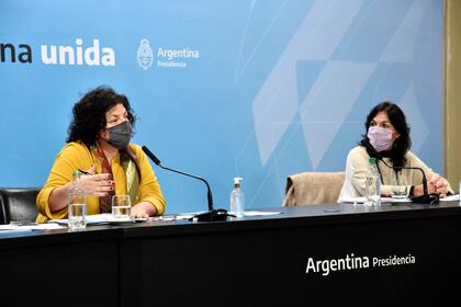 La ministra de Salud, Carla Vizzotti, y la secretaria Legal y Técnica de la Presidencia, Vilma Ibarra. Foto Presidencia