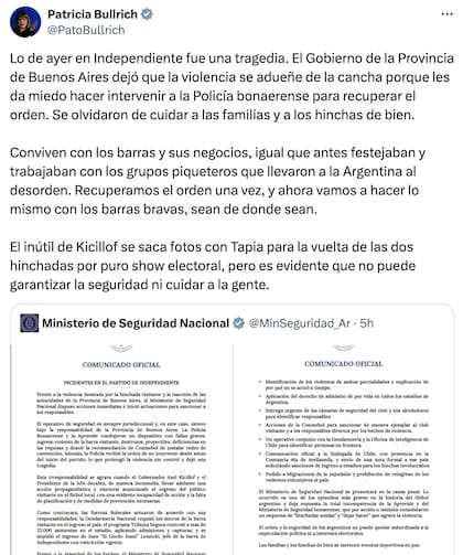 La ministra de Seguridad nacional calificó de inútil a la gestión del gobernador Axel Kicillof