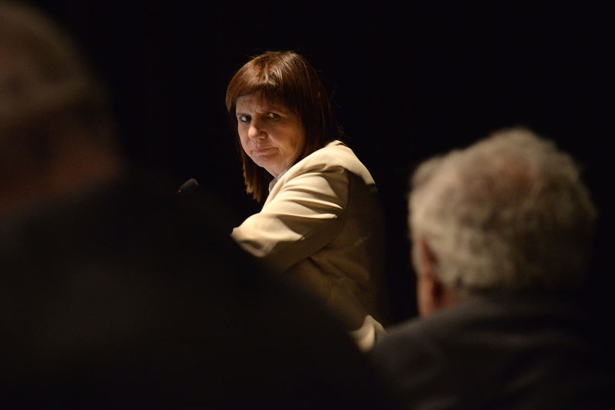 La ministra de Seguridad, Patricia Bullrich, durante su presentación ante el Club del Petróleo