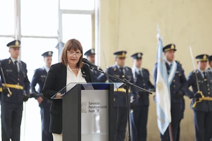 La ministra de Seguridad, Patricia Bullrich, durante un acto realizado el pasado viernes en la Escuela del Servicio Penitenciario Federal