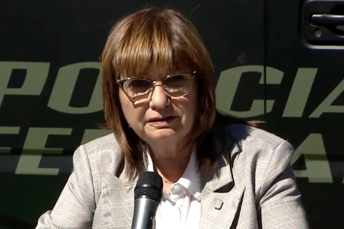La ministra de Seguridad, Patricia Bullrich, en conferencia de prensa