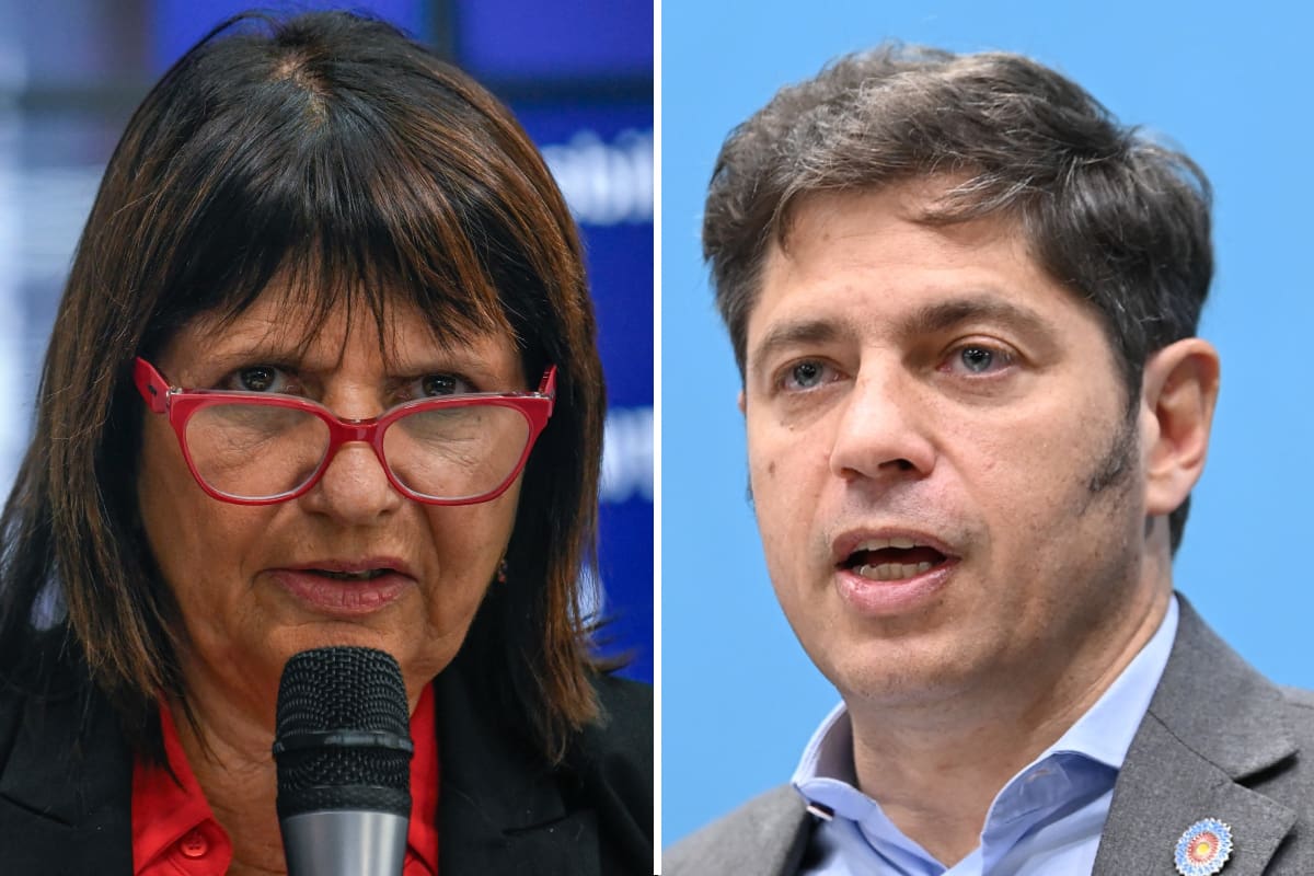 La ministra de Seguridad Patricia Bullrich junto al gobernador de la provincia de Buenos Aires, Axel Kicillof