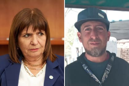 La ministra de Seguridad, Patricia Bullrich, y Maximiliano Acosta, el hombre detenido por Gendarmería