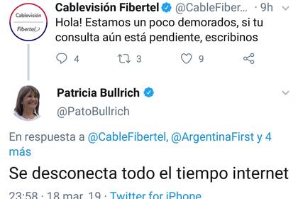 La ministra Patricia Bullrich se quejó a través de su cuenta oficial.