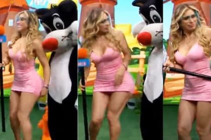 La modelo Fátima Segovia fue acosada por una persona disfrazada del Gato Silvestre en plena entrevista a un candidato presidencial