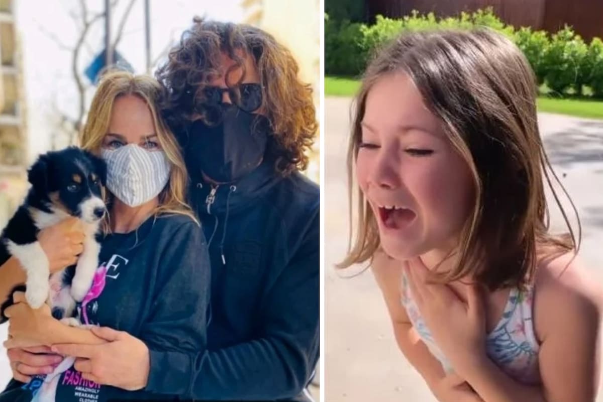 La modelo y el actor compartieron un video con la emotiva reacción de sus hijos, Fausto y Esperanza, cuando conocieron al cachorro que se suma a la familia