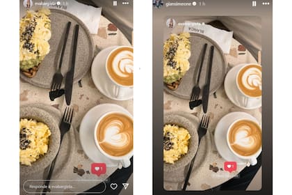 La modelo y el futbolista desayunaron juntos y lo compartieron en redes