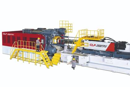 La moldeadora por inyección de dos platinas de CLF produce un palé de plástico de 11 kg en 86 segundos, con una versatilidad, extracción robotizada y eficiencia de espacio aptas para diversas industrias. (Foto: Business Wire)