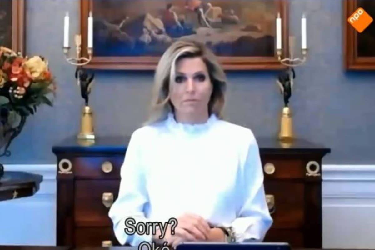 La monarca holandesa de origen argentino quedó sin palabras, azorada y descolocada cuando una participante de una charla virtual dijo una palabrota inesperada