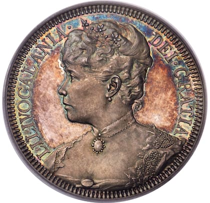 La moneda cuenta con la figura de la reina Liliʻuokalani, la última monarca del reino de Hawái