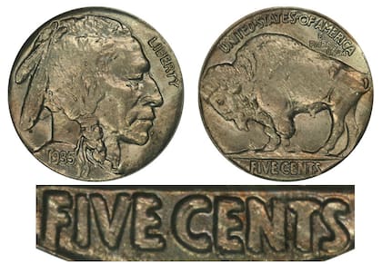 La moneda de 1935 cuenta con un error de Double Die (doble troquelado)