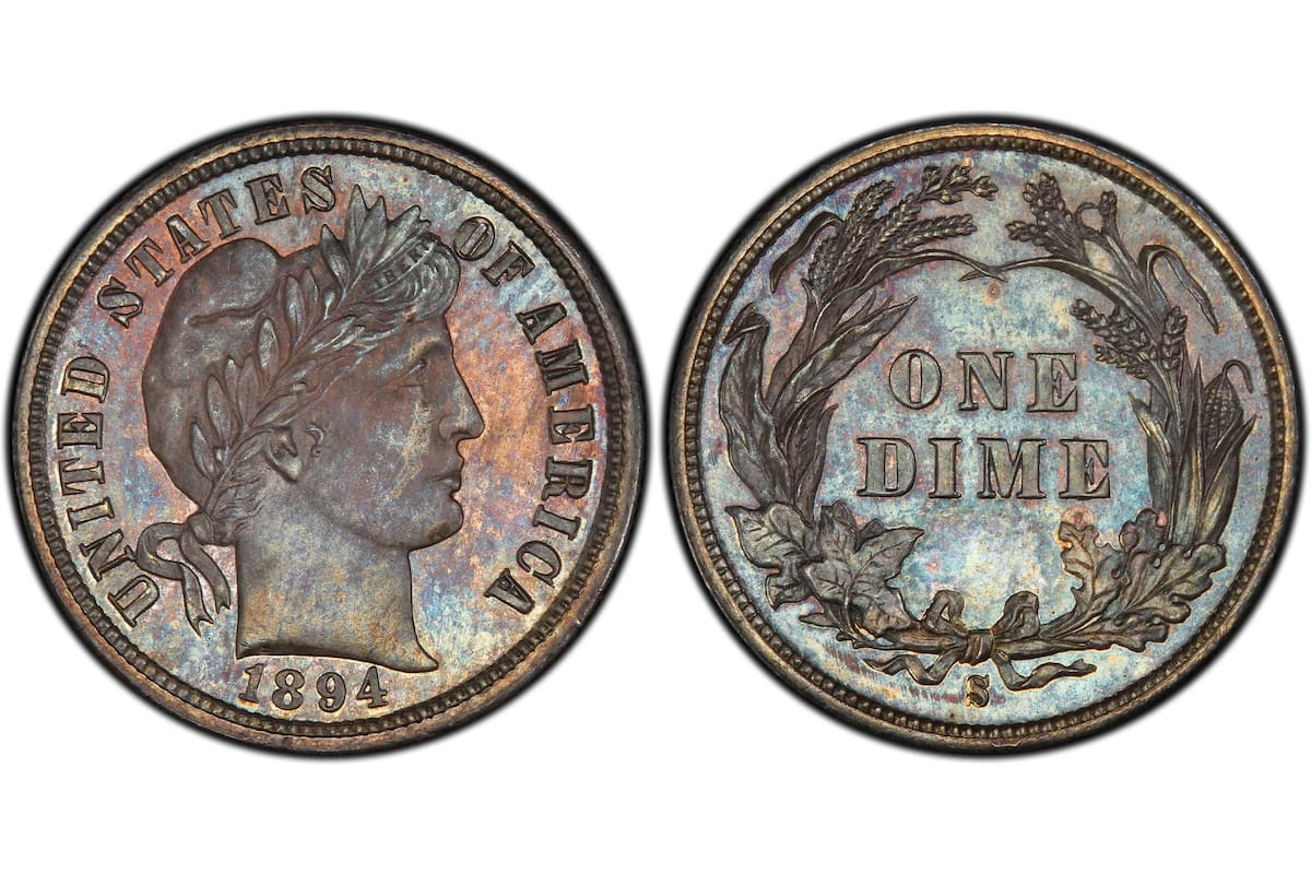 La moneda de diez centavos de 1894 tiene gran valor en el mercado de subasta debido a su producción escasa