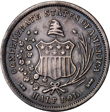 La moneda de medio dólar de 1861 emitida por los Estados Confederados de América representa la única acuñación oficial producida específicamente por y para la Confederación