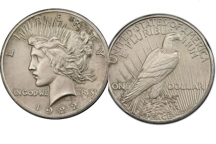 La moneda de un dólar de 1922 no es muy común, según especialistas de la numismática