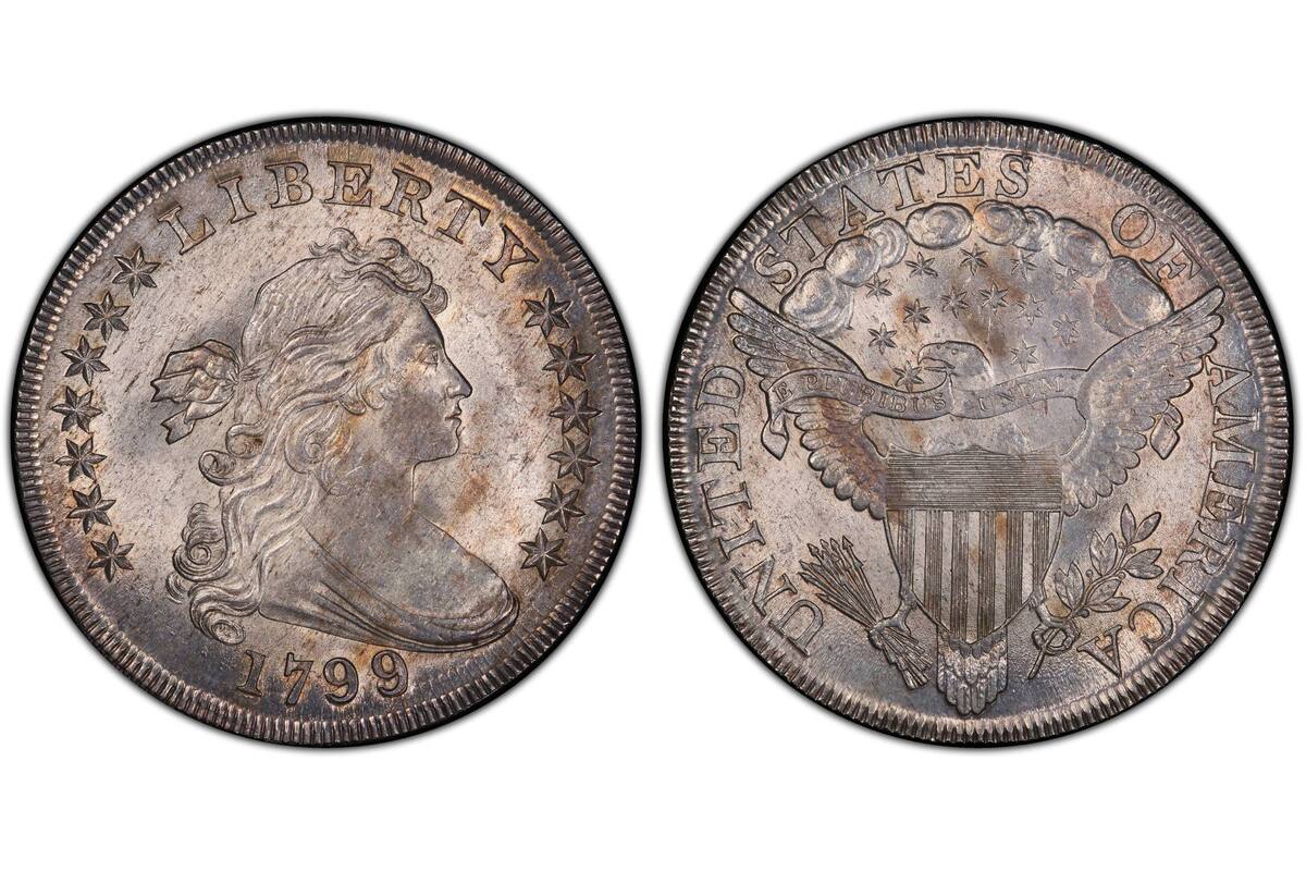 La moneda fue acuñada en 1799 y presenta errores de su proceso de acuñación