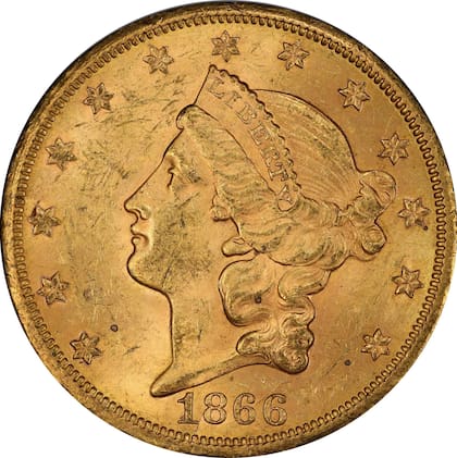 La moneda fue acuñada en San Francisco en 1866