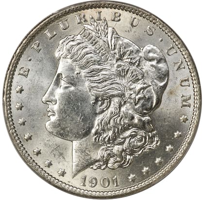 La moneda pertenece a la serie Morgan acuñada en Filadelfia en 1901