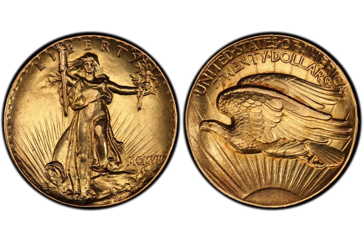 La moneda, perteneciente a la serie "Double Eagle", también conocida como "Saint Gaudens", que se convirtió en una de las más valiosas del mercado