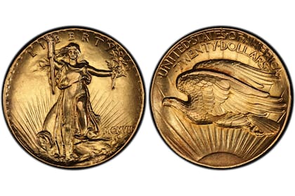 La moneda, perteneciente a la serie "Double Eagle", también conocida como "Saint Gaudens", que se convirtió en una de las más valiosas del mercado