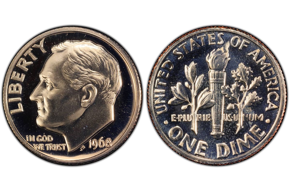 La moneda valiosa fue acuñada en San Francisco en 1968 y, además de presentar un error de acuñación, su calidad "proof" eleva su cotización en el mercado