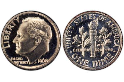 La moneda valiosa fue acuñada en San Francisco en 1968 y, además de presentar un error de acuñación, su calidad "proof" eleva su cotización en el mercado