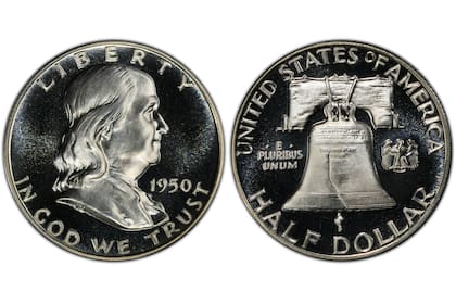 La moneda valiosa lleva el rostro de Benjamin Franklin, uno de los padres fundadores de EE.UU.