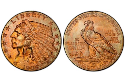 La moneda valiosa pertenece a la serie acuñada en 1908 en Filadelfia