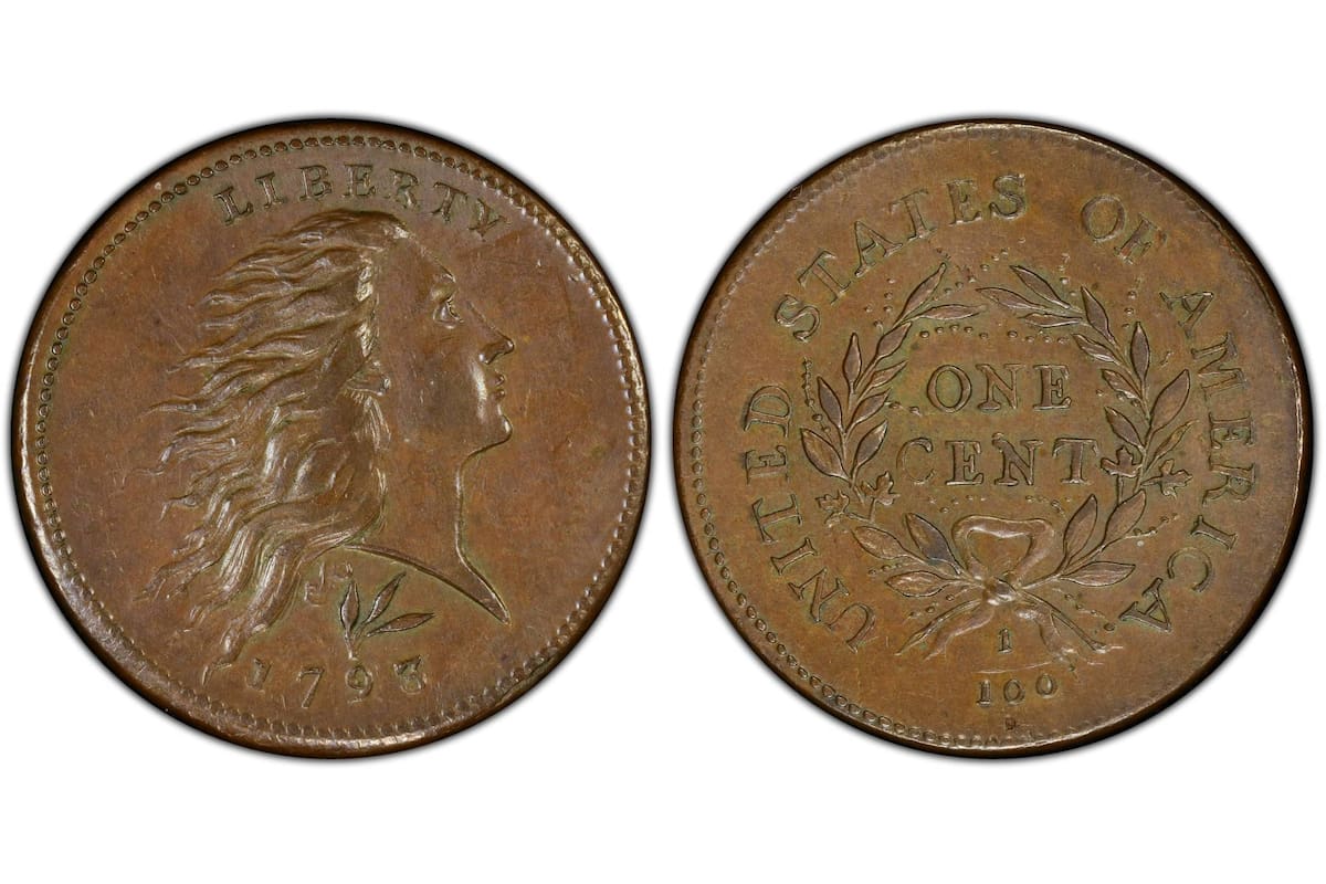 La moneda valiosa pertenece a la serie denominada como Flowing Hair Wreath Cents