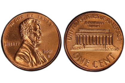 La moneda valiosa pertenece a la serie Lincoln acuñada por la Casa de la Moneda de Denver en 2001