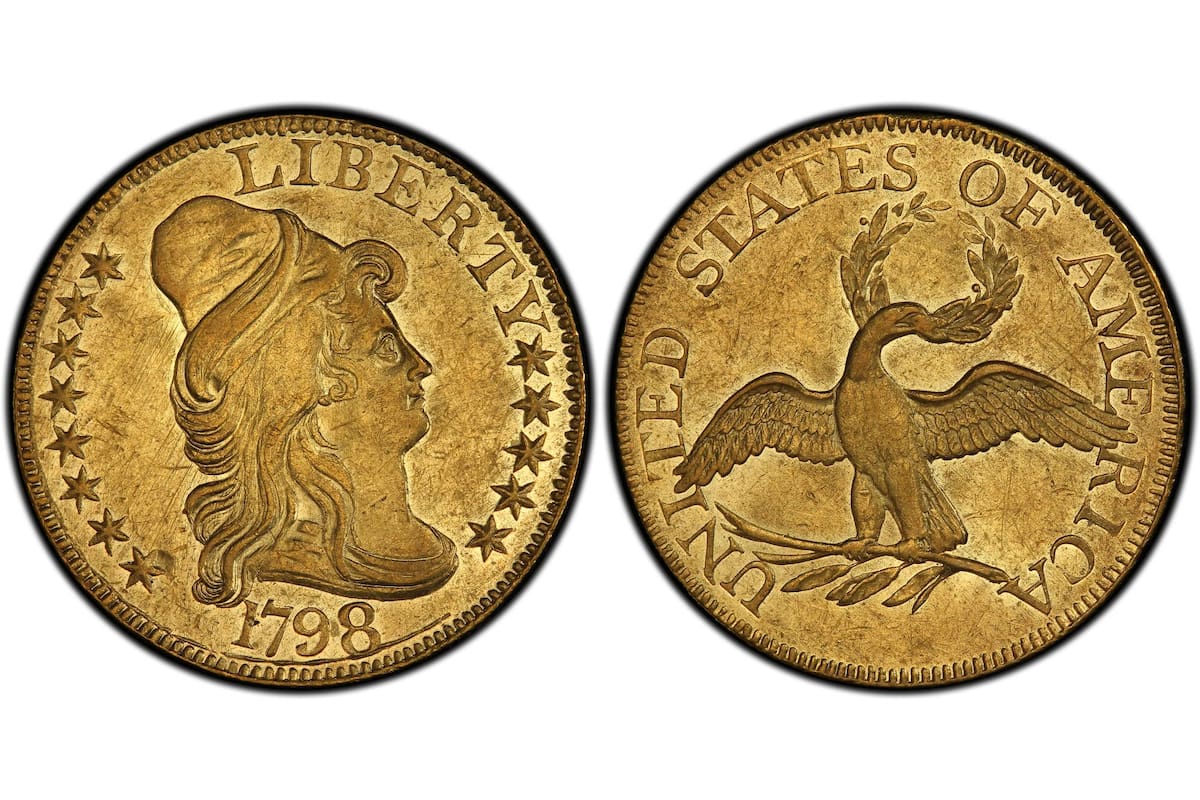 La moneda valiosa pertenece a la serie Small Eagle acuñada en 1798 en Filadelfia