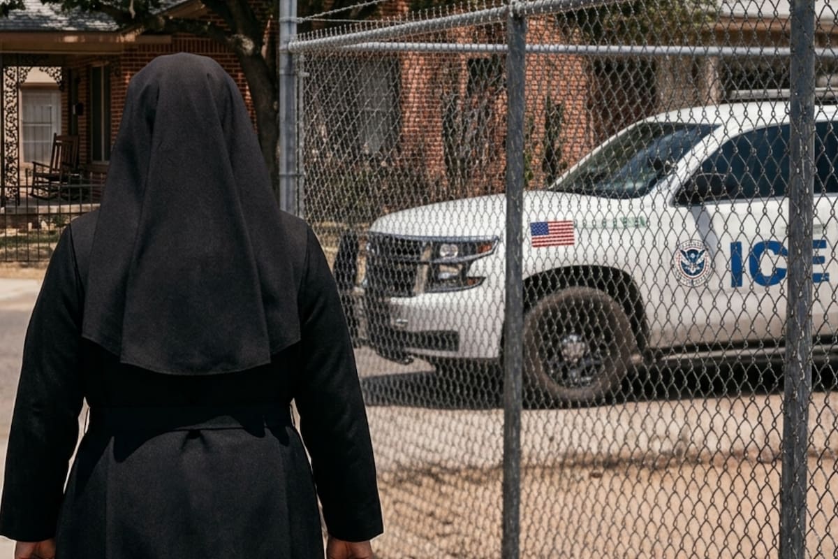 La monja fue interceptada por agentes federales, quienes le retiraron su rosario y la esposaron antes de trasladarla a un centro de detención