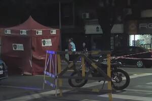 La moto de la que cayó el hombre de 39 años.