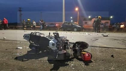 La moto que manejaba Pablo Fiocchi cuando falleció en un siniestro vial sobre la ruta 3, en 2019