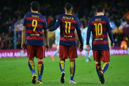La MSN (así se la apodó, por las iniciales de los apellidos), uno de los mejores tridentes históricos